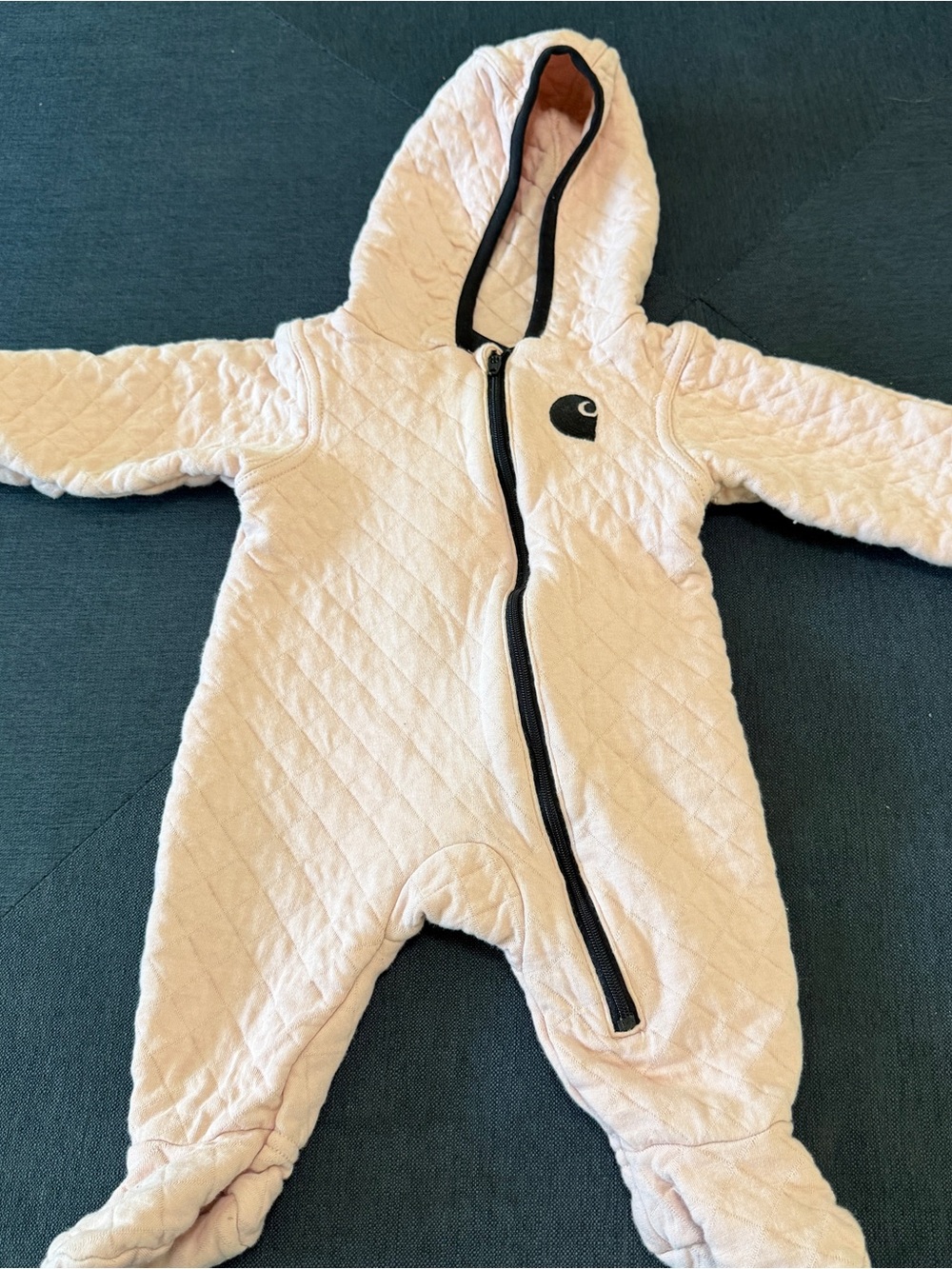 Carhartt 3M Quilted Hooded Pink with Black Zipper Coveralls Sz 3M - Picture 1 of 6